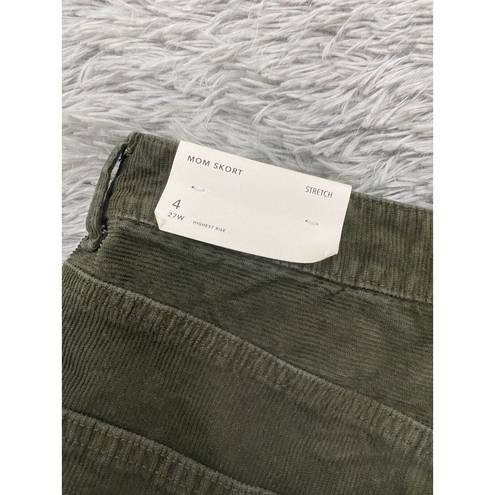 American Eagle  Womens Corduroy Mom Mini Skort Green Boho High Rise NEW 27