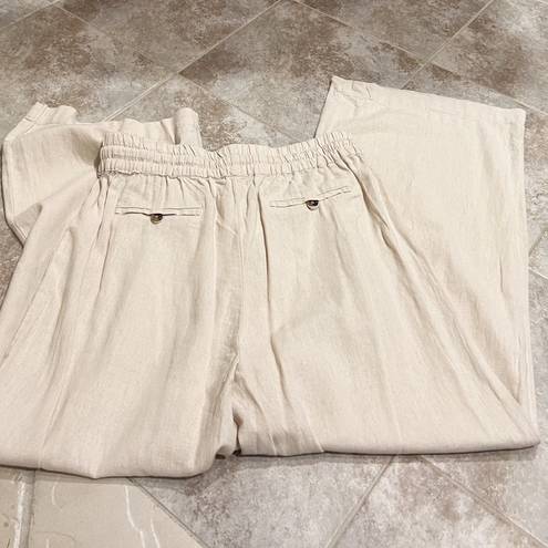 Zenana Outfitters NWT  High Waist Linen Paper Bag Wide Leg Pants Khaki Pockets XL