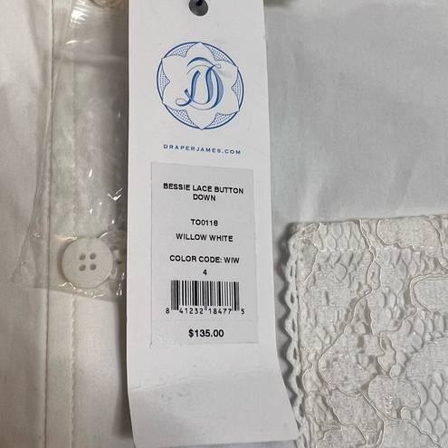 Draper James NWT  Bessie white lace trim button down shirt Sz 4