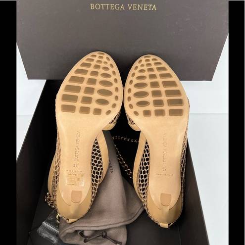 Bottega Veneta  Stretch Chain Ankle Strap Nappa Leather Heel Mesh Pumps