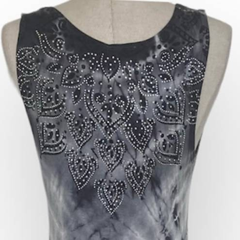 Vocal  rhinestone hi low dress, ladies small gray tie dye graphic tank dress