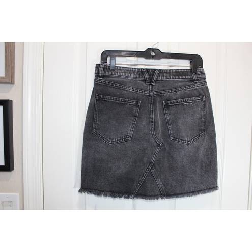 Volcom  Women’s Black High-Rise Raw-Hem Stoned Denim Mini Jean Skirt Size M