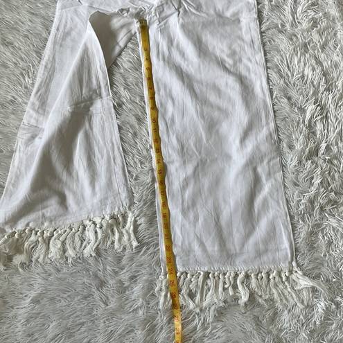 Lulus  Women’s Blissfully Boho Ivory Tasseled Wide-Leg Pants size Medium