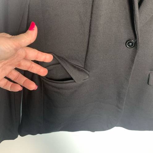 Magaschoni  Women's Solid Button Front Notch Lapel Blazer Black Size Medium
