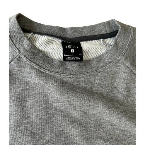 Nike  Sweatshirt Women Small Gray Pull Over Crew Neck Sweater Embossed Crop Top