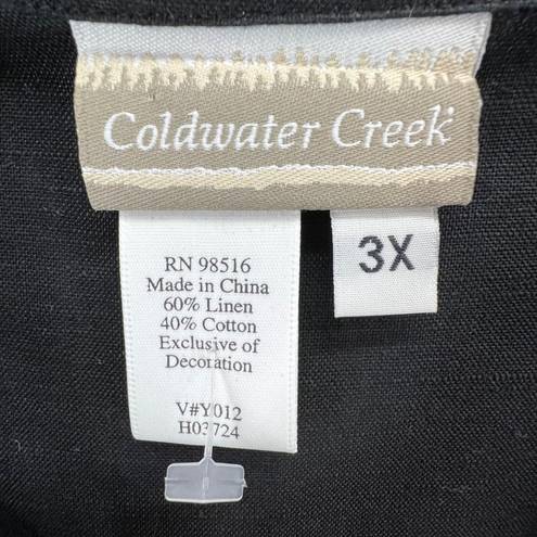 Coldwater Creek  Dress Womens 3XL Black Linen Blend Sheath Sleeveless Palm Trees