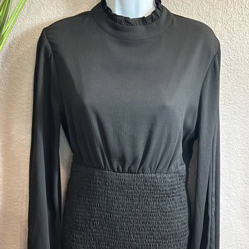 Habit #211 , long sleeve black ruffle dress size large