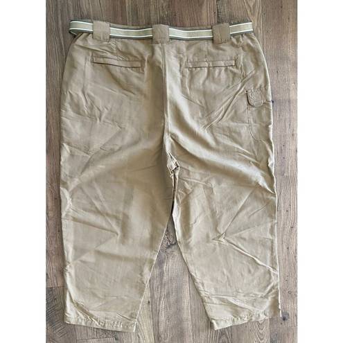 L.L.Bean  Sunsmart Cropped Nylon UPF 50 Cargo Hiking Pants Khaki Tan Women's XL