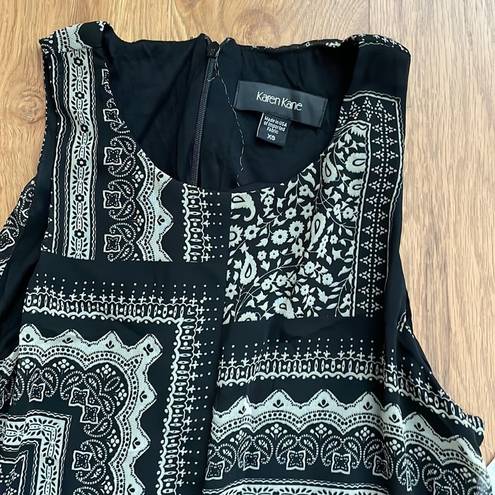 Karen Kane  Women's Black Printed Handkerchief Style Maxi Dress XS NWOT