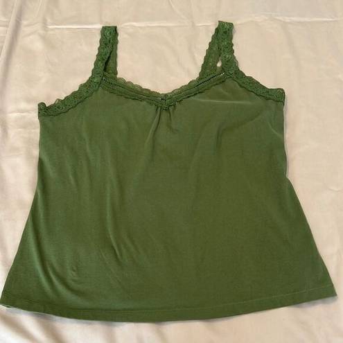 High Sierra  size XL dark green lace trim tank top w/built in support EUC