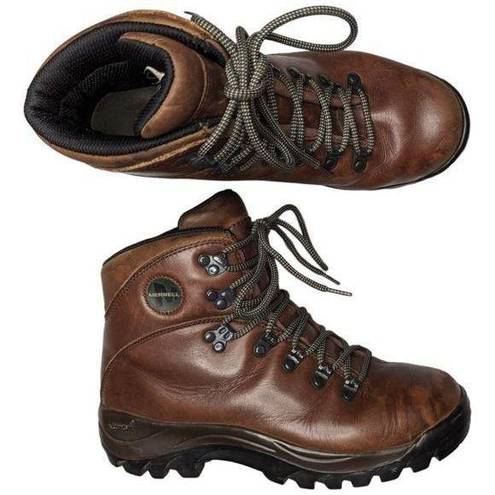 Merrell  Women's Summit Dark Brown Leather Lace-Up Mid-Top Outdoor Hiking Boots 8