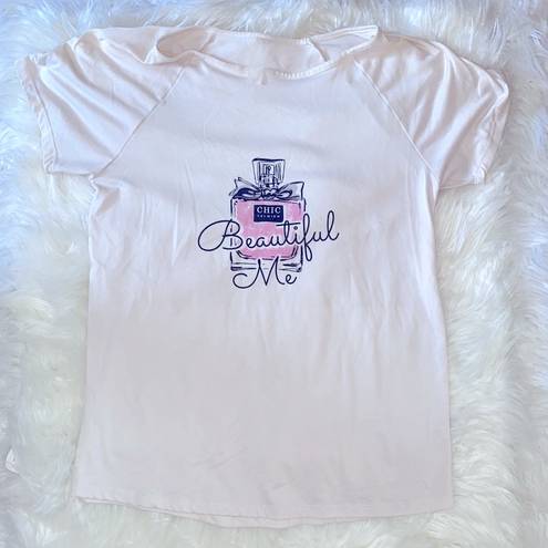 Charlotte Russe  Pink and White Beautiful Me Makeup Print Pajama Set