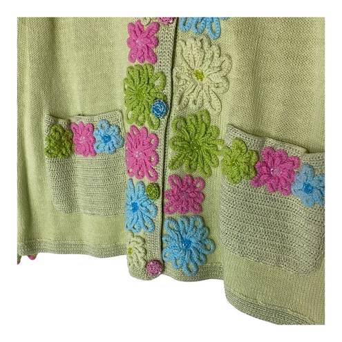 Daisy Storybook Knits Vintage Passionate  Floral Cardigan Sweater Small