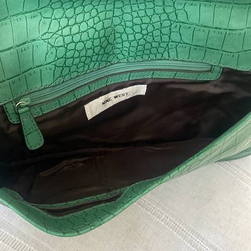 Nine West  Kelly green crocodile pattern large clutch.