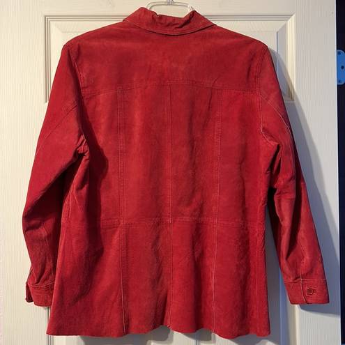 Peter Nygard NYGARD Red Suede Leather Jacket Size 14