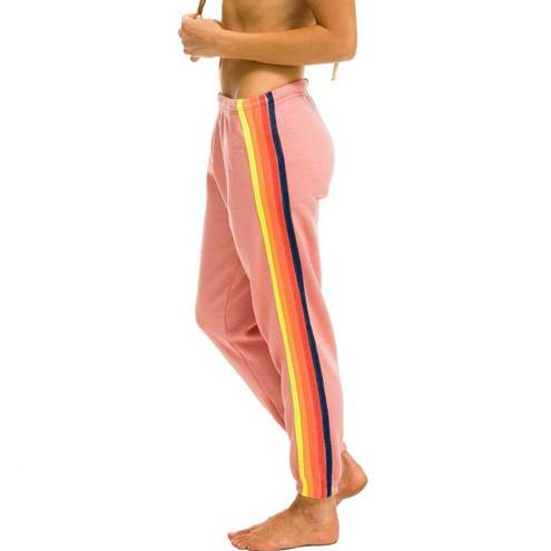 Aviator Nation  6 Stripe Sweatpants in Pink/Serape Rainbow Size Small