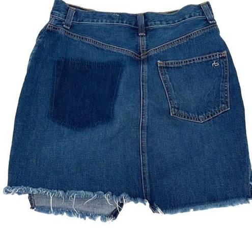 Rag and Bone  Women’s Denim Mini Skirt Size 26 Eddy Wash Dive Frayed Hem Blue