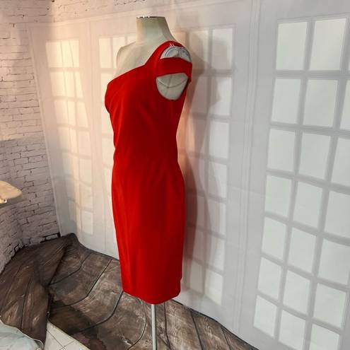 Likely  packard red one shoulder pencil fit dress size 8