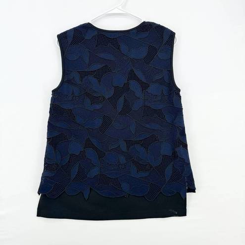 Jason Wu  GREY Women Sleeveless Layered Floral Lace Top, Blue Size 4