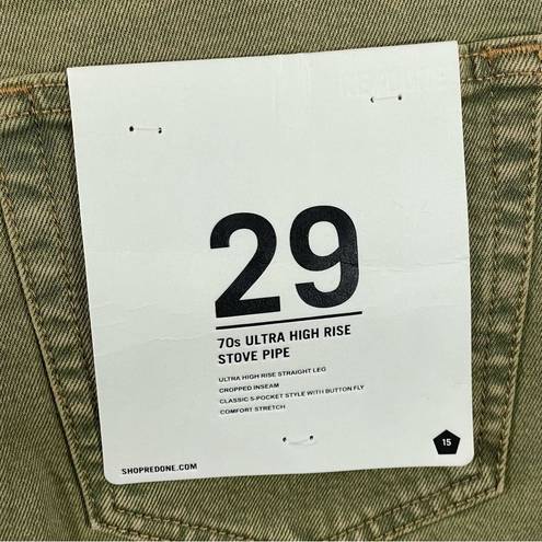 RE/DONE NWT  70s Ultra High Rise Stove Pipe Jeans Washed Sage Green Size 29