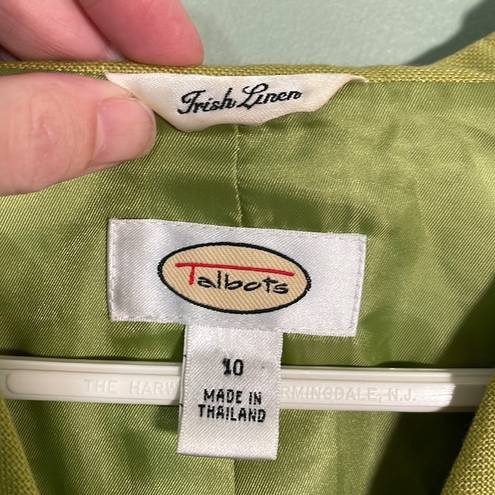 Talbots Vintage  Irish Linen 3 button Blazer lime green size 10