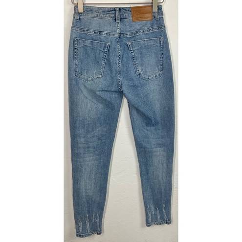 One Teaspoon  Blue Distressed Freebird II High Waist Fitted Leg Denim Jeans 23