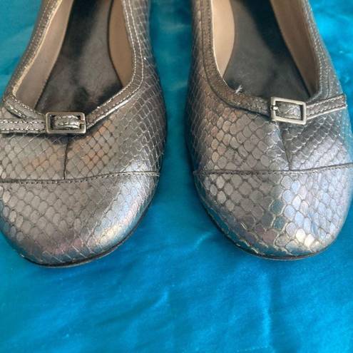 Kate Spade  metallic silver ballet slippers w/heel