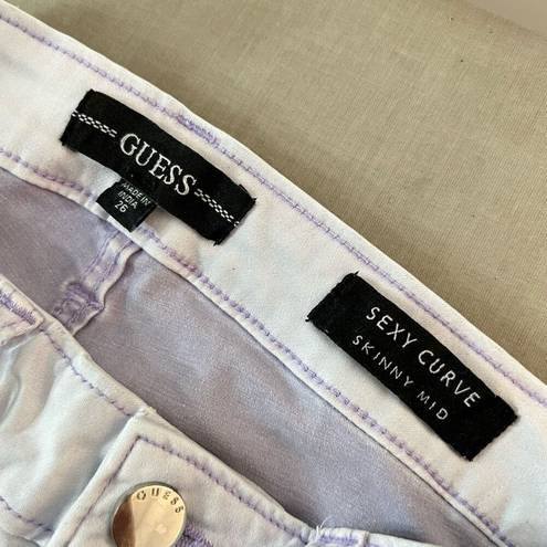 Guess  Pastel Purple Solid Sexy Curve Skinny Mid Jeans Size 26