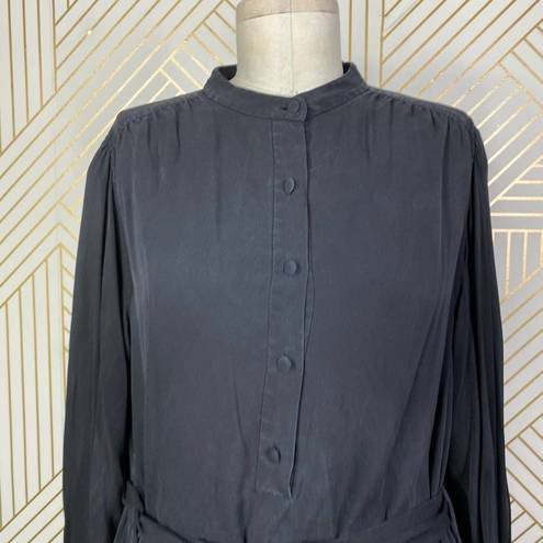 Equipment  Femme Francois Silk Shirt Button Down Dress in Black Size US Medium