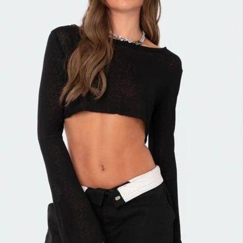 Edikted Sheer Raw Hem Crop Top 