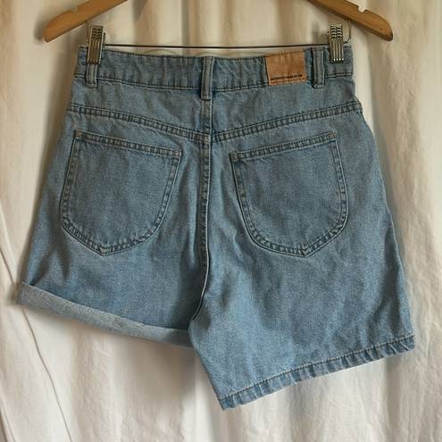 ZARA  High Waisted Light Wash Foldable Multi Length Mom Denim Jean Shorts