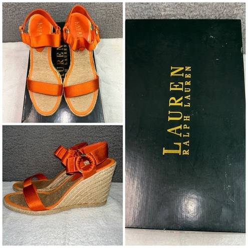 Ralph Lauren Lauren  Shoes Women's 7.5B Indigo Orange Espadrille Wedge Ankle