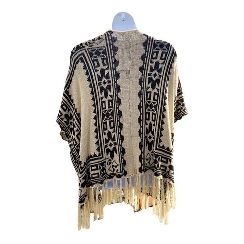 Flying Tomato  Western Boho Poncho Sweater with Fringe Size Small/Medium