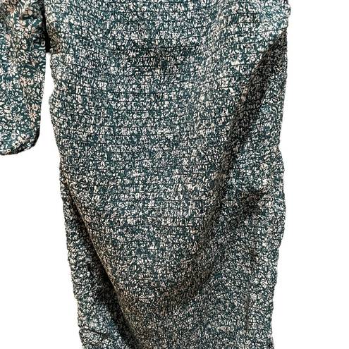 Jessica Simpson  Floral Ditsy Print Smocked Rouched Bodycon Dress Green Medium