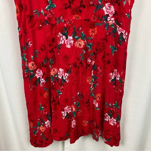 Torrid  Red Floral Gauze Lace Up Skater Dress Sz.2