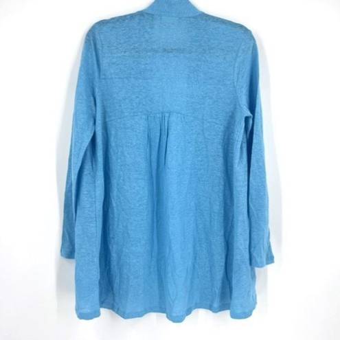 J.Jill  Women's Knit Love Linen Open Front Portofino Cardigan Blue Size Medium