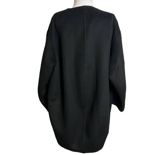 Vince  Reversible Two Face Wool-Cashmere Open Placket Coat black Sz M