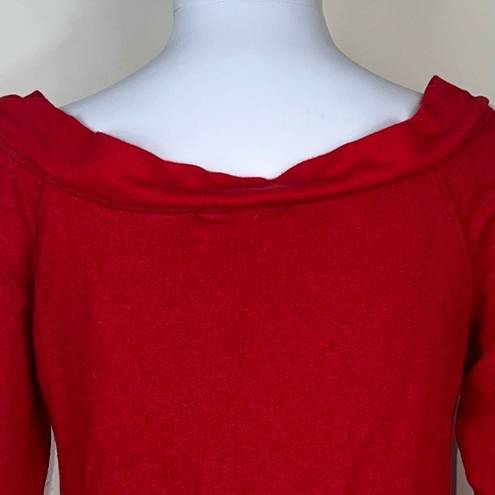 Treasure & Bond  Wide Neck On/Off Shoulder Red Sweatshirt