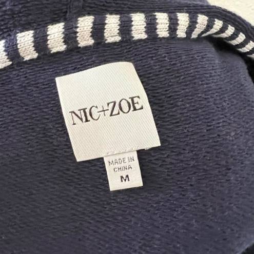 Nic & Zoe  Hoodie Women Medium Blue Lace Up Sweatshirt Cotton Blend Pullover EUC‎