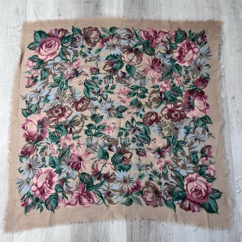 American Vintage Vintage Floral 28" Square Scarf Hair Wrap Bag Scarf