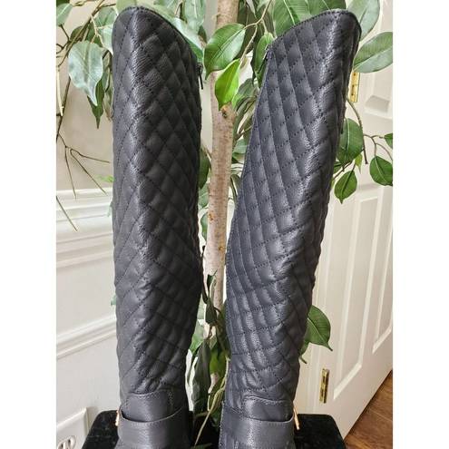 Shoe Land  Women's Black Faux Leather Upper Round Toe Knee High Casual Boots 10