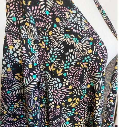 LuLaRoe  Black Multi Color Floral Vines Sweater Duster size M