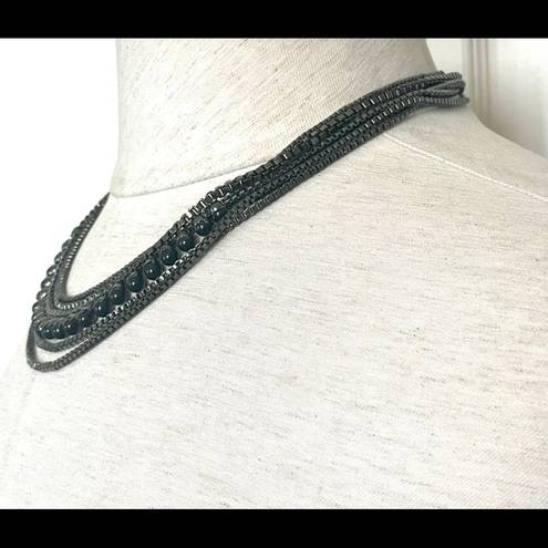 Talbots  gunmetal black multi strand necklace