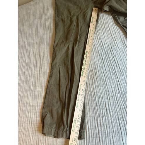 United Colors Of Benetton Benetton Flat Front Wide Leg Linen/Cotton Army Green Pants Womens Size XL