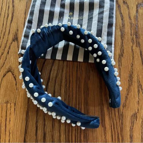 Lele Sadoughi Like New!  Navy Blue Velvet Headband with Pearls