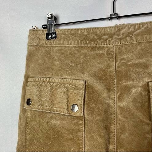 Mango  Camel Brown Leather Retro Mini Skirt M