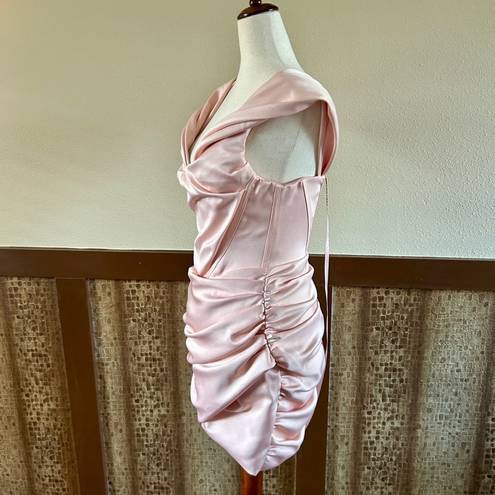 House Of CB  Pink Coraline Ruched Satin Corset Mini dress Size Medium NEW w/ Tags