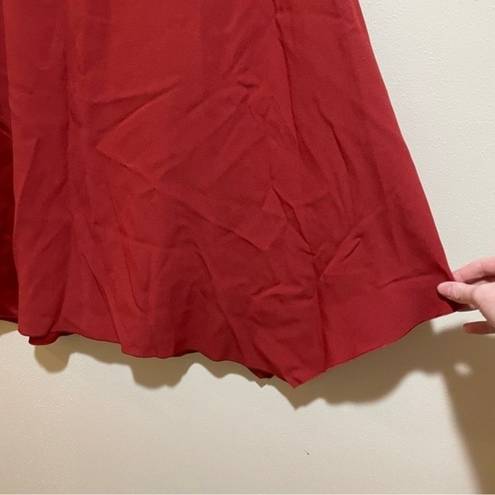 Hugo Boss  Veilla Red Mixed Media Asymmetric Hem Midi Skirt Satin Size 4