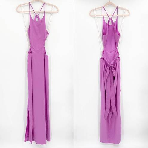 Halston Heritage  Pink Cut Out High Neck Tie Back Maxi Dress Gown Size 8