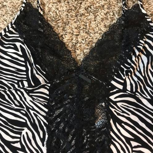 Frederick's of Hollywood  vintage zebra print lace mini slip dress